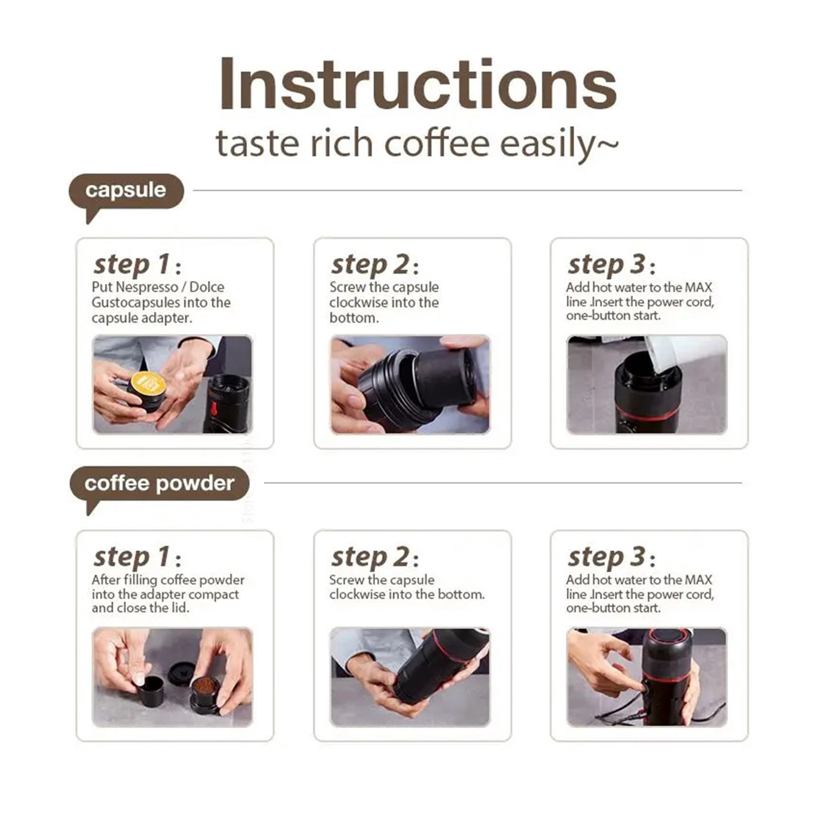 3-in-1 Portable Coffee Machine For Car & Home For Espresso Coffee Maker Travel Coffee Maker ,Portable