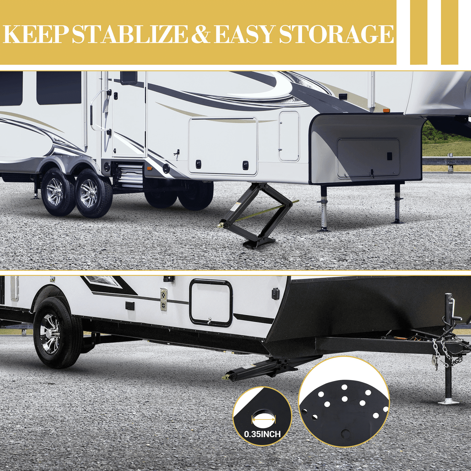 Camper Trailer RV Stabilizer Jacks, Camper Trailer Stabilizer Leveling Scissor Jacks,5000Lb Heavy Duty 30" ,Car Scissor Lift Jack with Crank Handle & Drill Sockets for Travel Trailer Camper