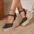 thumbnail image 4 of Summer Sloped Heel Sandals for Women Ethnic Style High Heeled Breathable Casual Dressy Footwear, 4 of 5