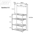 thumbnail image 2 of Alacenas para Cocina de 5 Niveles, Alacena de Almacenamiento con 5 Ganchos, Estante Organizador Microondas, Multifunción Muebles, Adecuado para Cocina, Sala, Oficina, Entrada (Blanco), 2 of 4