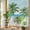 Blue, Green, White, variant on Window Privacy Film for Home Office Static Cling, Green Palm Trees Seaside Decorative Stained Glass Window Film for Small Windows/Cabinet Glass Tropical Summer Botanical Coastal 17.7 x 39.3 Inches