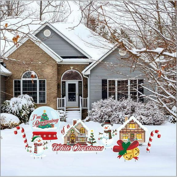 VictoryStore White Christmas Song Yard Outdoor Decorations, Waterproof Eco Friendly (8 Count)