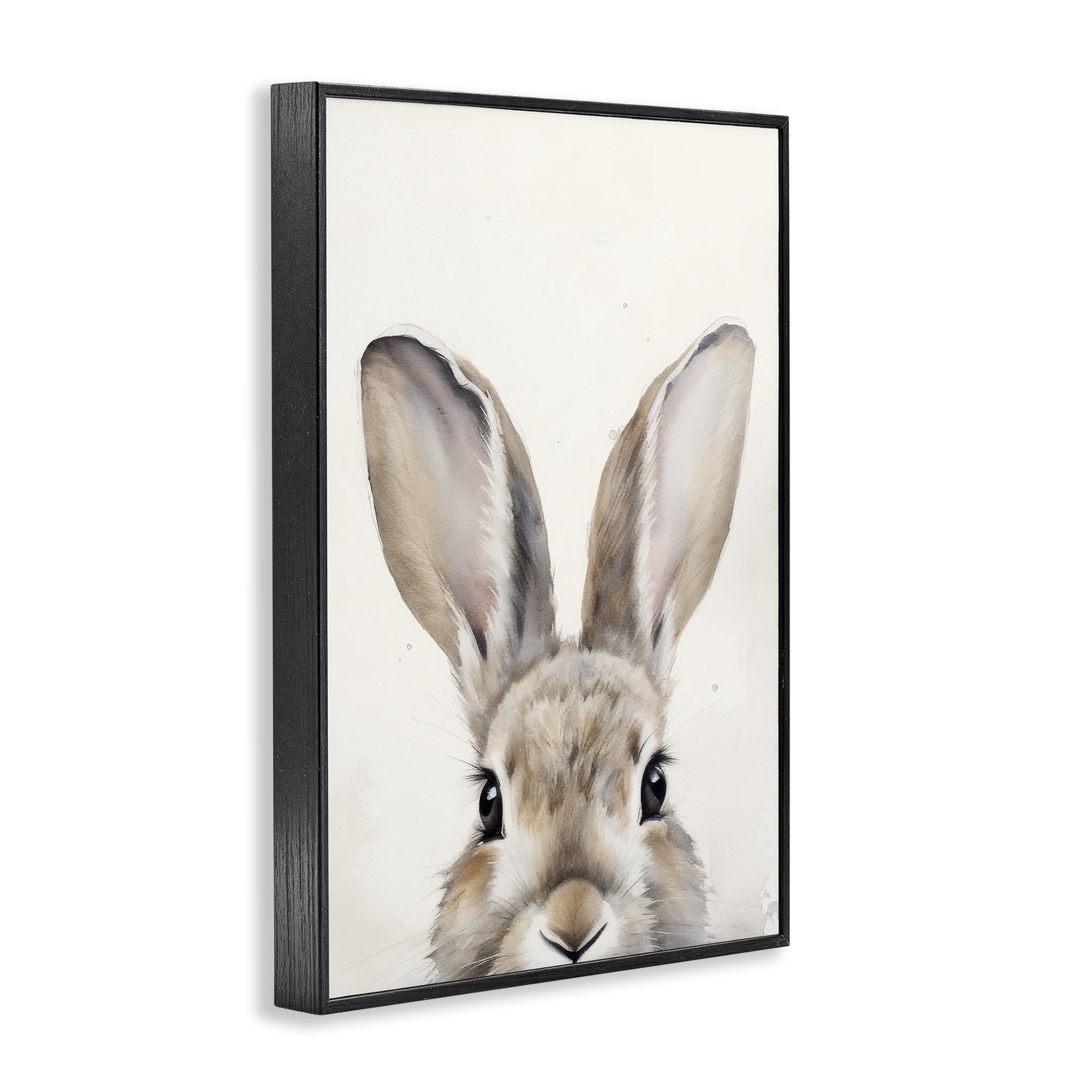 Stupell Industries Peeking Rabbit Eyes Animals & Insects Painting Black Framed Art Print Wall Art, 20 x 30