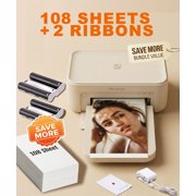 HPRT CP4100 4x6 Photo Printer(108 Sheets & 2 Ribbons) Full-Color Thermal Dye Sublimation Wi-Fi Printing, Instant Picture Printer for Phone, AR Video, Fun App, Home Use, Beige