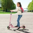 thumbnail image 3 of Gymax Folding Adjustable Height Kids Toy Kick Scooter Rear Brake 2 Flashing Wheels Pink, 3 of 9