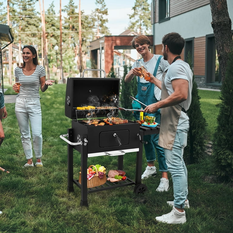 Seizeen Charcoal Grill, 42.5''H Portable BBQ Grill on Wheels