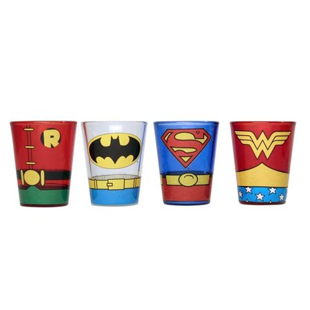 

Justice League 34038 4 Piece DC Superheroes Uniforms Shot Glass Set