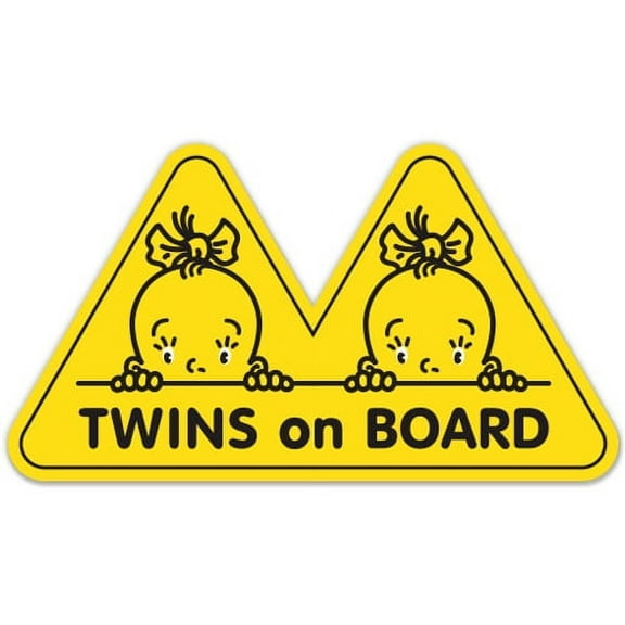 Twins on Board 2 Girls - 3" Vinyl Sticker - For Car Laptop I-Pad Phone Helmet Hard Hat - Waterproof Decal