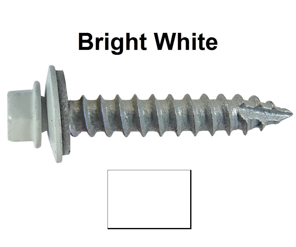 14 Metal ROOFING SCREWS (250) Screws x 1" BRIGHT WHITE Hex Head Sheet