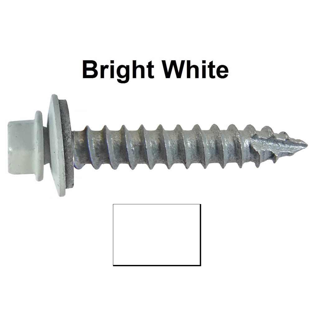 14 Metal ROOFING SCREWS (250) Screws x 1" BRIGHT WHITE Hex Head Sheet