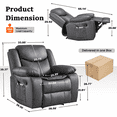 thumbnail image 4 of Wide Seating PU Leather Recliner Chair with Massage and Heating Function Living Room Furniture Grey, 4 of 8