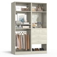 thumbnail image 4 of Closet System Set of 2 - iSunirm 50'' Closet Organizer System Set, Freestanding Closet Organizer with Drawers & Hanging Rods, Heavy Duty Wood Walk in Closet Tower, 50"W x 16"D x 80"H, White Oak, 4 of 7