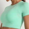 thumbnail image 4 of HXWCHs High Elasticity Compression Fitness Yoga top for Women Solid Color Running Sports Shirt S Green, 4 of 6