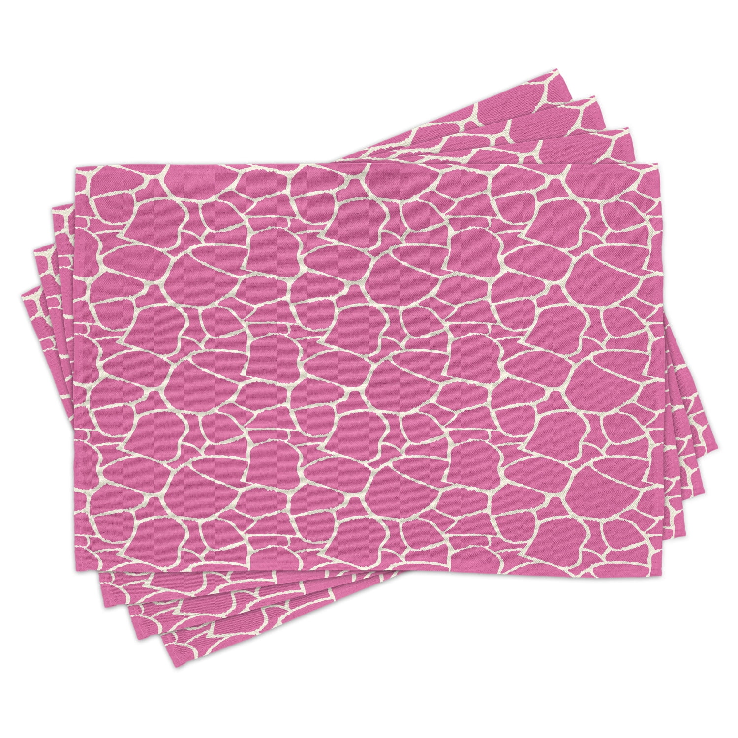 Hot Pink Placemats Set of 4 Abstract Giraffe Skin Pattern Vivid Color