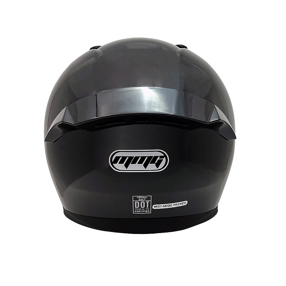 MMG Motorcycle Full Face Helmet DOT - Shiny Black, BOLT M38 (Large)