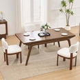 thumbnail image 2 of Liangfu Set of 2 Ergonomic Wood Dining room Chairs Living room Chairs with Thick Cushion, 300LBS Capacity - Comfortable Curved Backrest, Breathable Fabric White+Brown Leg, 2 of 12