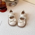 thumbnail image 2 of FSYBOA Girls Dress Shoes, Non Slip Princess Soft Soled Hook and Loop Strap Kids School Uniform Shoes Beige Size 10(Little Kids), 2 of 9