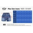 thumbnail image 3 of Plus Size Women's High Waist Denim Shorts with Star Embroidery, Stretch, Frayed Hem, 3 of 6