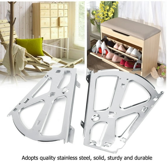 2Pcs Stainless Steel Shoes Drawer Cabinet Hinges Turing Rack Replacement Fittings(2 Layers)