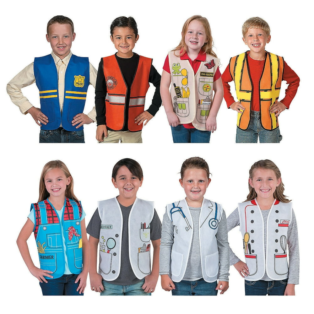 Community Helpers Kids Vest Assortment Apparel Accessories 8 Pieces