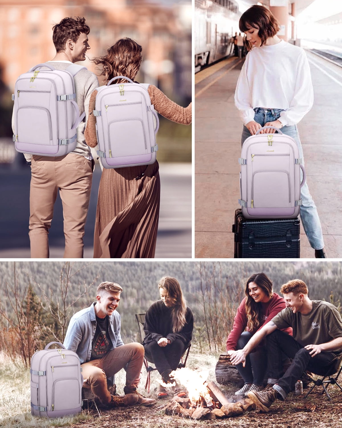 Lovevook Travel Backpack, 40L Carry-on Luggage Backpack Airplane Approved Size, Person Item Bag Business Weekender Overnight Bag with 3 Cubes