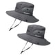 thumbnail image 1 of 2 piezas de sombrero plegable para el sol con protección UV para exteriores para mujer, de malla ancha, para pesca en la playa, con orificio para cola de caballo, 1 of 5