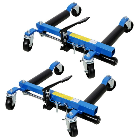 Heavy Duty Car Dolly Set (2-Pack), 1,500LB Capacity Hydraulic Wheel Skates with Foot Pedal Lift