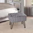 thumbnail image 3 of HOME SOFT THINGS OTOMAN/TABURETE SUPER SUAVE DE PIEL SINTÉTICA. OTOMAN TAPIZADO PARA REPOSAPIÉS CON PATAS DE METAL NEGRO Y ASIENTO ACOLCHADO. 48X33X43CM, GRIS PLATA, 3 of 6