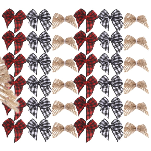 LOLIPPYY 150pcs Mini Checkered Bowknot Set - Small Polyester Bows for Crafts, Sewing, Wrapping, Party Decor and Projects