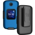 thumbnail image 1 of Case with Clip for Go Flip 4 / TCL FLIP Pro Phone, Nakedcellphone Slim Hard Shell Cover and [Rotating/Ratchet] Belt Hip Holster Holder Combo for Alcatel 4056W, 4056L, 4056Z, 4056V - Cobalt Blue, 1 of 10