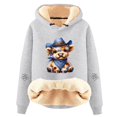 thumbnail image 4 of NinXxx Women's Cow Print Hoodie Soft Cozy Pullover Winter Sweatshirt Grey M, 4 of 4