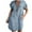 Gray, variant on Elainilye Fashion Dresses For Women Short Sleeved Solid Color Loose Zippered Mid Calf Dress Denim Dress,Gray