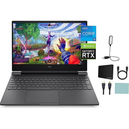 HP Victus 15.6'' FHD 15 Gaming Laptop, NVIDIA GeForce RTX 3050, 12th Gen Intel Core i5-12500H, 12GB RAM, 1TB M.2 PCIe SSD, Windows 11 Home, Backlit Keyboard, Enhanced Thermals + Mazepoly Accessories