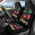 thumbnail image 2 of XYZCANDO Front Car Seat Covers Polyester Fabric Car Front Seat Covers Car Accessories Removable Washable Vehicle Sedan, Cherry Pattern, 2 of 10