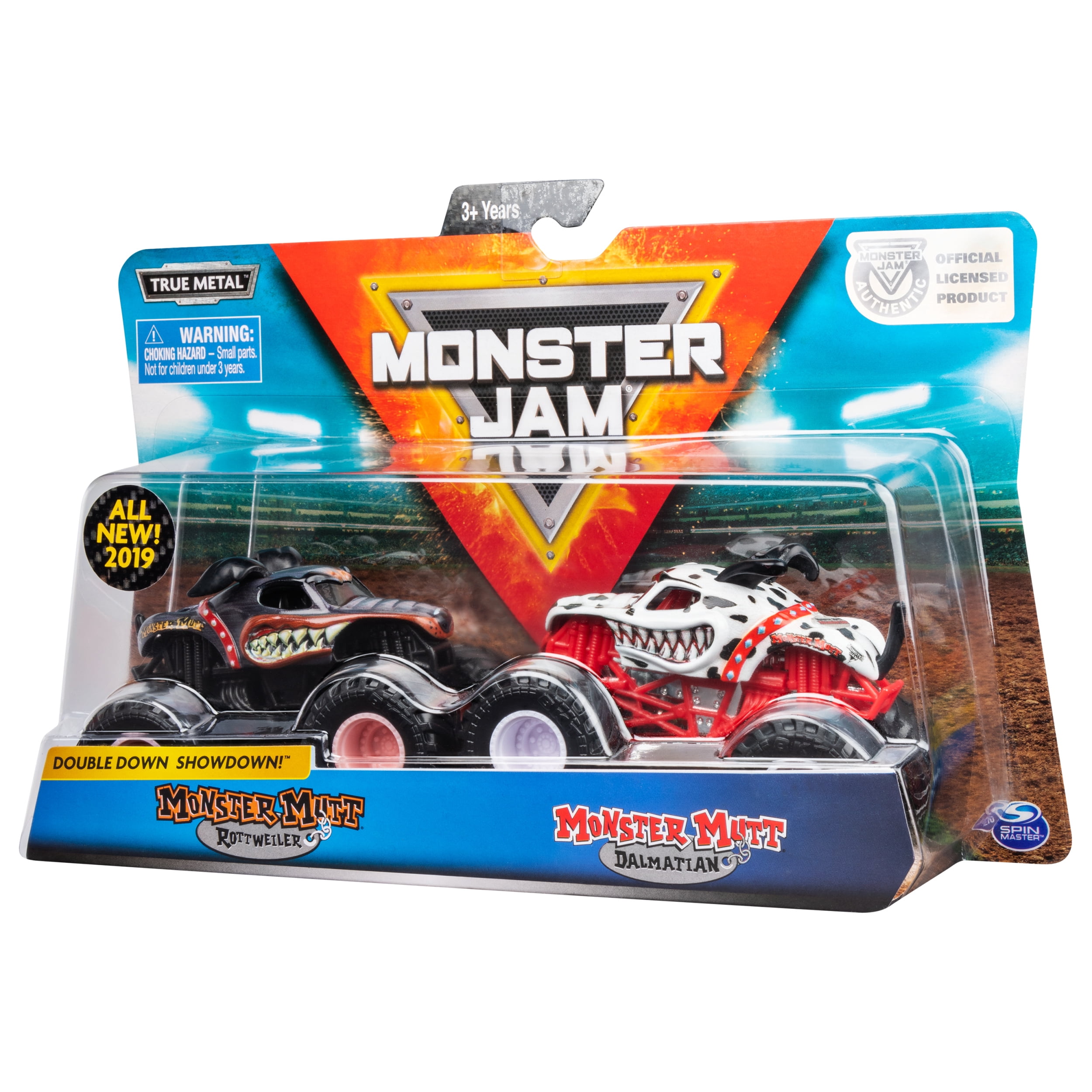 Monster Jam, Official Monster Mutt Rottweiler vs. Monster Mutt Dalmatian Die-Cast Monster Trucks, 1:64 Scale, 2 Pack