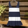 thumbnail image 2 of AherBiu Summer Tank Tops for Women Round Neck Striped Sleeveless Casual Loose Ruched Comfy Camisole Tshirts, 2 of 5