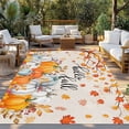 thumbnail image 3 of Outdoor Rug 5x8 ft Fall Thanksgiving Waterproof Outdoor Patio Rug Mat Non Slip Outside Area Rugs Carpet for RV,Camping,Porch,Deck,Pool,Balconybackyard,Orange White Teal Pumpkins Maple Leaf Linen, 3 of 9
