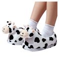 thumbnail image 2 of Cow Slippers For Women Cartoon House Slippers Fluffy Cute Slippers Warm Soft Plush Lined Shoe Black One Size, 2 of 6