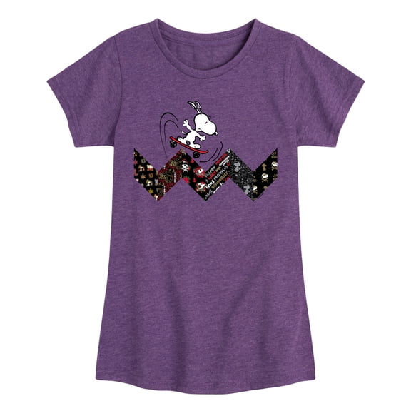 Peanuts - Snoopy Skating Pattern - Toddler And Youth Girls Short Sleeve Graphic T-Shirt