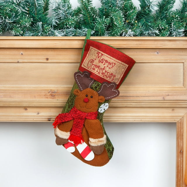 Fiudx Bolsa de Regalo para Calcetines Navideños, Estilo Vintage, Decoración Festiva, Tela Suave, Adorno para Chimenea y Árbol, Alegría Navideña, Calcetín Individual