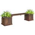 thumbnail image 1 of Outsunny Jardinière Surélevée Support pour Plantes Jardinière de Jardin en Bois et Banc, 1 of 10