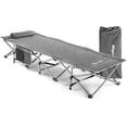 thumbnail image 1 of Alpcour Compact Folding Camping Cot - Single Person, Heavy Duty, Indoor & Outdoor Bed with Pillow - Grey, 1 of 4