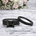 thumbnail image 3 of Liza Black Wedding Ring Set for Woman Cz Gothic  Engagement Ring Ginger Lyne Collection, 3 of 7