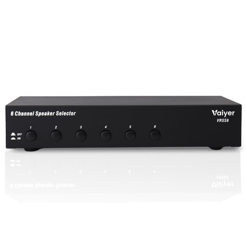 Vaiyer 6-Channel Speaker Selector Switch Box, 900W Max Multi-Room Audio Distribution with Impedance Protection, Connect 6 Speaker Pairs to One Amplifier