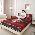 thumbnail image 4 of Feelyou Boho Triangle Aztec Queen Sheet Sets, Western Bohemian Bed Set, 4-Piece, 4 of 7