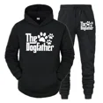 thumbnail image 2 of Sudadera con capucha y pantalón de manga larga con estampado divertido de pata de perro para hombre, conjunto de 2 piezas para amantes de los perros "The Dogfather", 2 of 5
