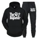 thumbnail image 2 of Sudadera con capucha y pantalón de manga larga con estampado divertido de pata de perro para hombre, conjunto de 2 piezas para amantes de los perros "The Dogfather", 2 of 5