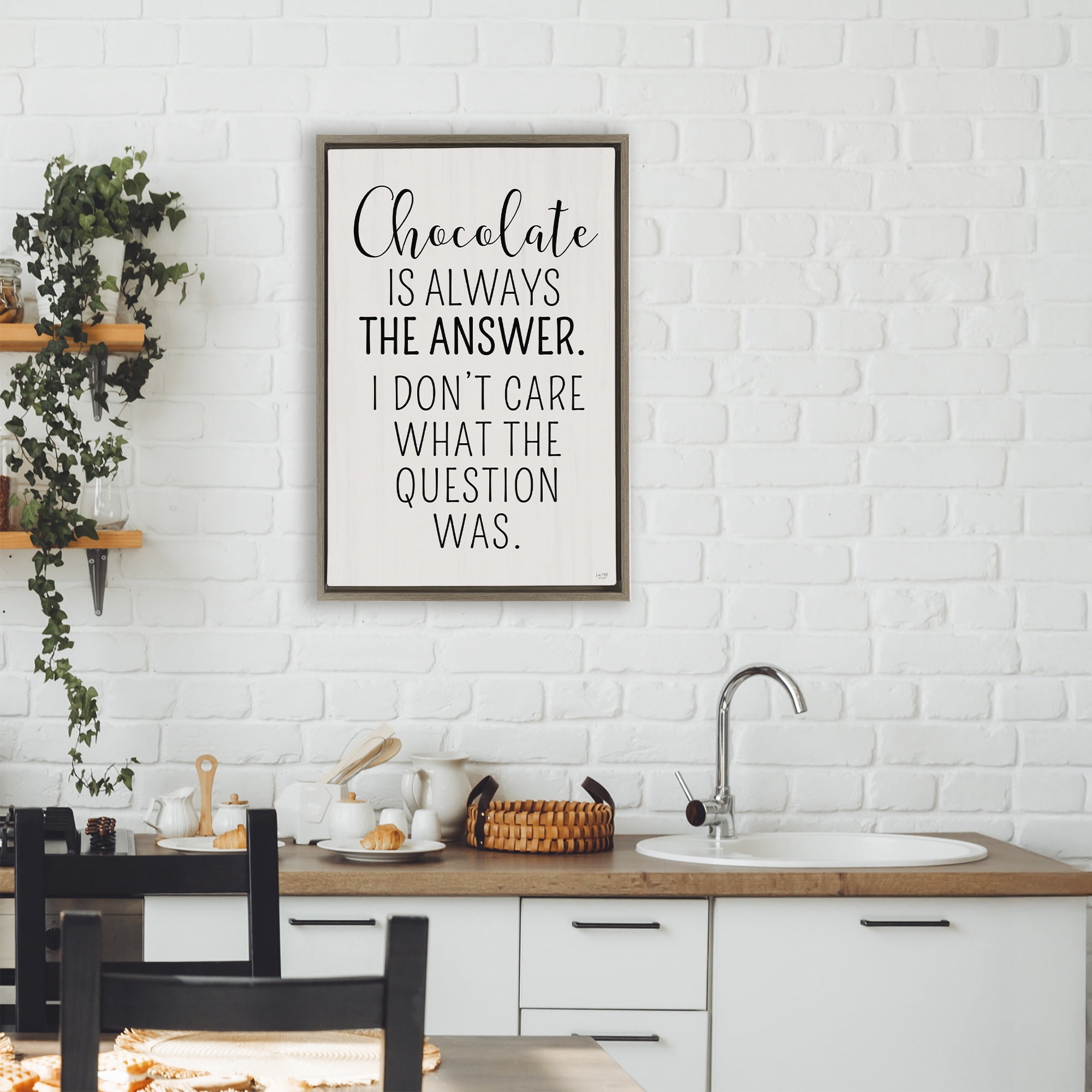 Stupell Industries Chocolate Is Always The Answer Brown Framed Floater Canvas Wall Art, design by Lux + Me Designs