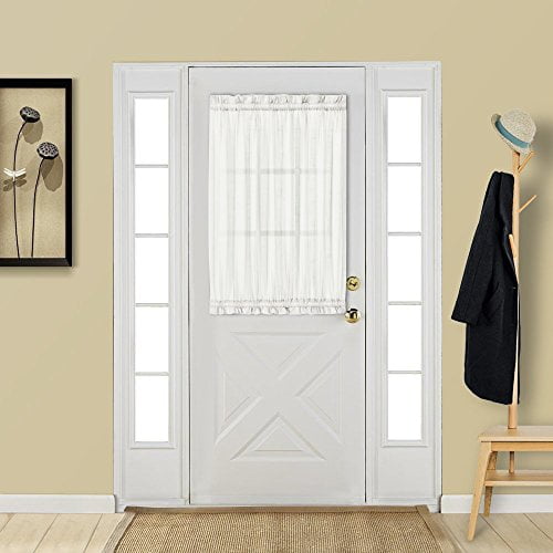 Aquazolax Glass Door Curtain Panel Elegant Soild Rod Pocket Sheer Voile