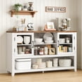 thumbnail image 1 of 53" Kitchen Buffet Sideboard Cabinet - Coffee Bar Table with 2 Glass Doors and 3 Shelves, Modern Storage Cabinet for Living Room, Entryway, Dining Room, White, 1 of 7